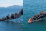 Vídeo: Lancha pega fogo e deixa seis feridos em Angra dos Reis