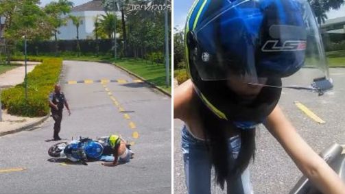 Juliette mostra queda de moto