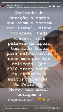 Joelson Veloso compartilhou foto com a filha, Isabel Veloso • Instagram/Joelson Veloso