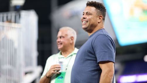 Ronaldo no Miami Invitational presented by Itaú, antes do jogo entre João Fonseca e Carlos Alcaraz