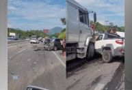 Carreta perde freio descendo serra e bate em 16 carros no RJ
