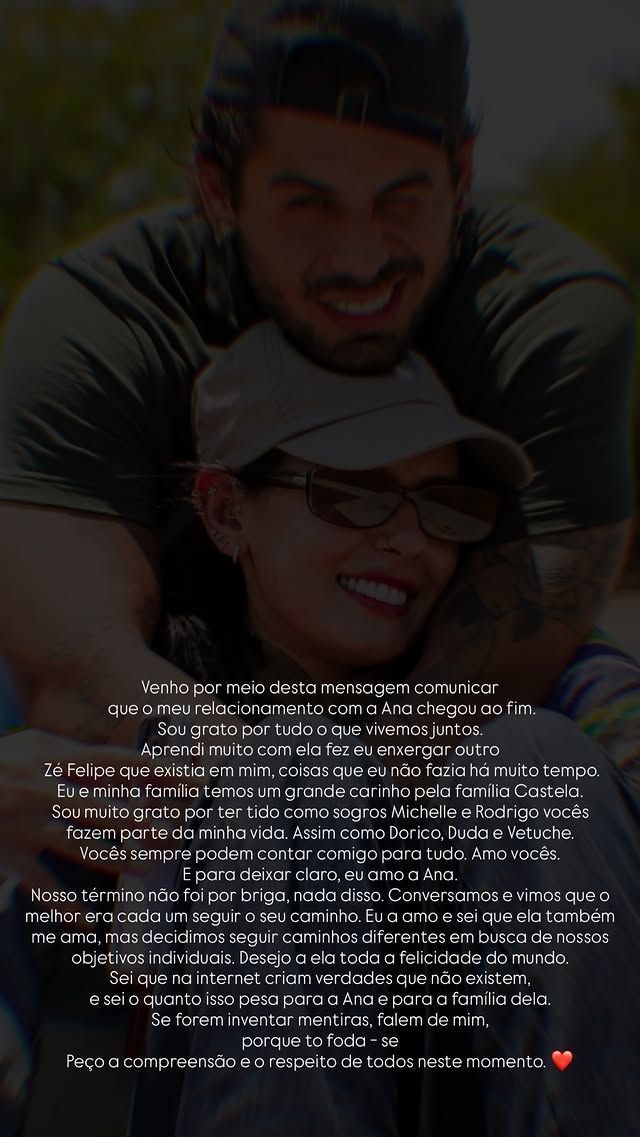 Zé Felipe e Ana Castela terminam • Reprodução/Instagram