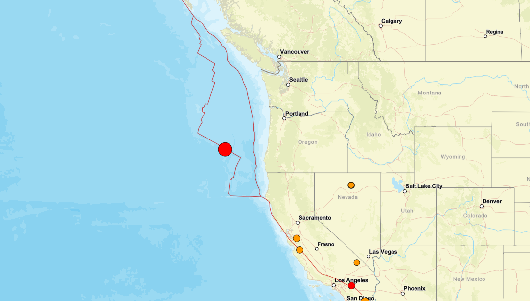Epicentro do terremoto registrada na costa do Oregon, nos EUA