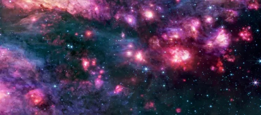 Nuvens moleculares, como a nuvem molecular Sagitário B2 vista aqui, atuam como berçários estelares • Divulgação/NASA, ESA, CSA, STScI, Adam Ginsburg (Universidade da Flórida), Nazar Budaiev (Universidade da Flórida), Taehwa Yoo (Universidade da Flórida), Alyssa Pagan (STScI)