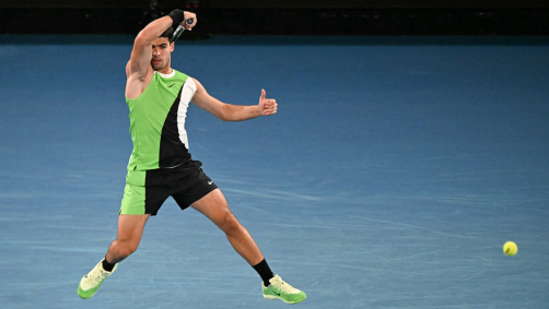 Carlos Alcaraz durante partida do Australian Open