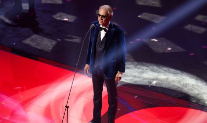 Andrea Bocelli durante sorteio da Copa do Mundo de 2026