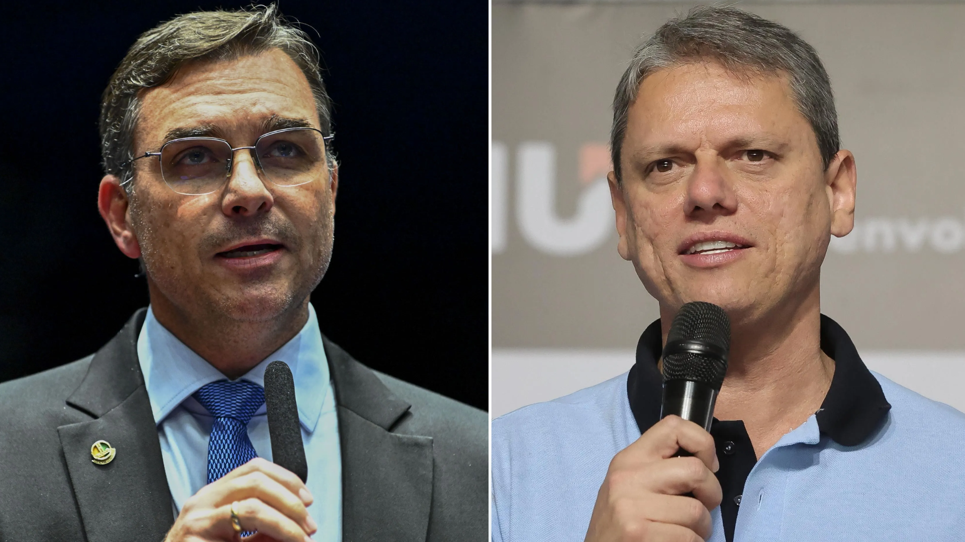 Flávio Bolsonaro (PL-RJ) e Tarcísio de Freitas (Republicanos)