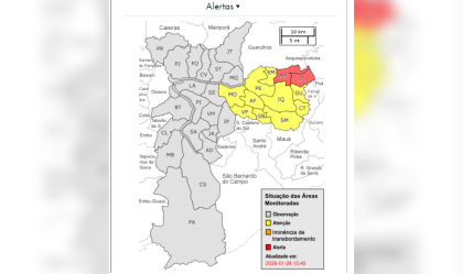 Capital paulista entra em estado de atenção para chuva forte e alagamento