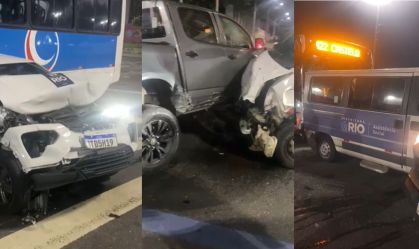 RJ: ônibus bate em carros da prefeitura e interdita Av. Presidente Vargas