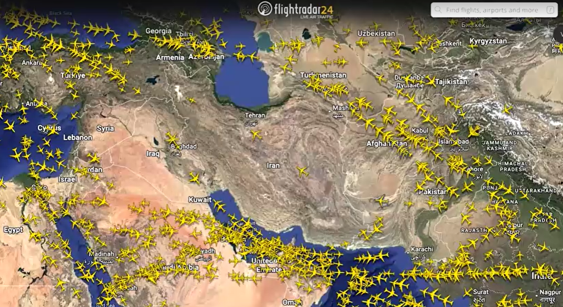 Espaço aéreo do Irã é fechado para todos os voos, diz FlightRadar24