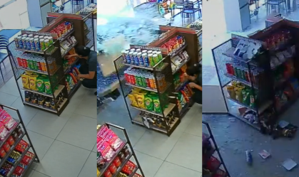 Vídeo: Motorista perde controle de carro e destrói loja de posto em SP