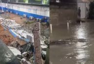 Chuva provoca alagamentos e queda de muro da UPA na Baixada Fluminense