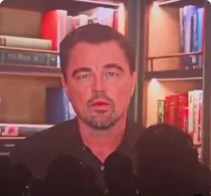O ator Leonardo DiCaprio faz discurso virtual após ser impedido de voar para receber homenagem no Palm Springs International Film Festival