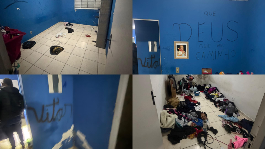 Casa de suspeito tinha o nome dele na parede • Reprodução/Montagem CNN