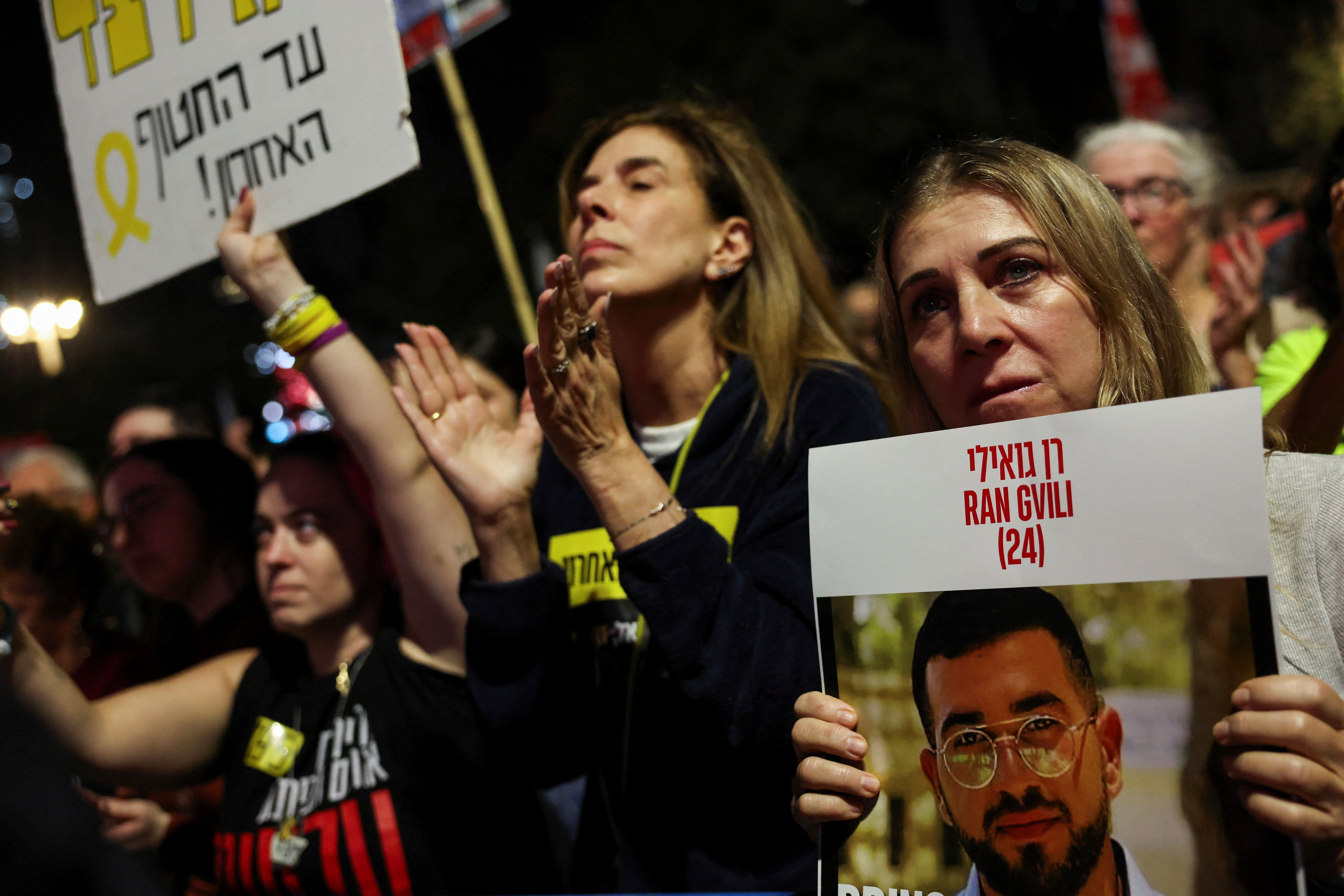 Manifestação por retorno de reféns de Gaza em Tel Aviv
