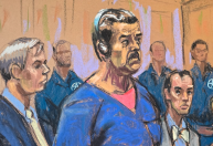 Desenho mostra Nicolás Maduro em audiência em Nova York