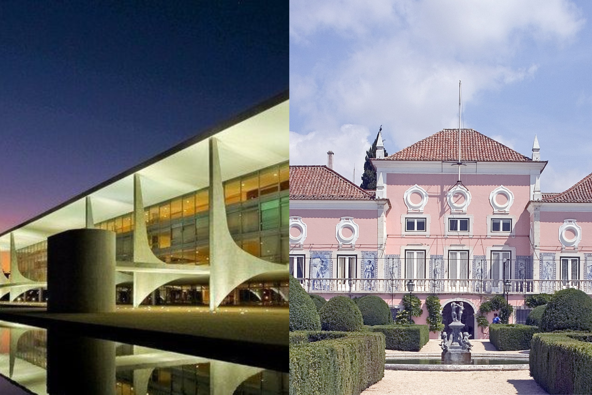 Palácio do Planalto, no Brasil, e Palácio Nacional de Belém, em Portugal