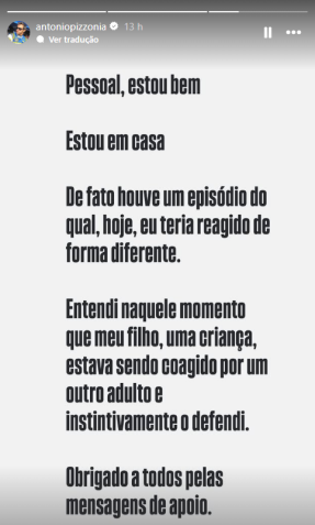 Pizzonia se defende nas redes sociais • Reprodução/Intagram@antoniopizzonia
