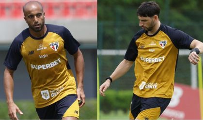 Lucas e Calleri durante treino