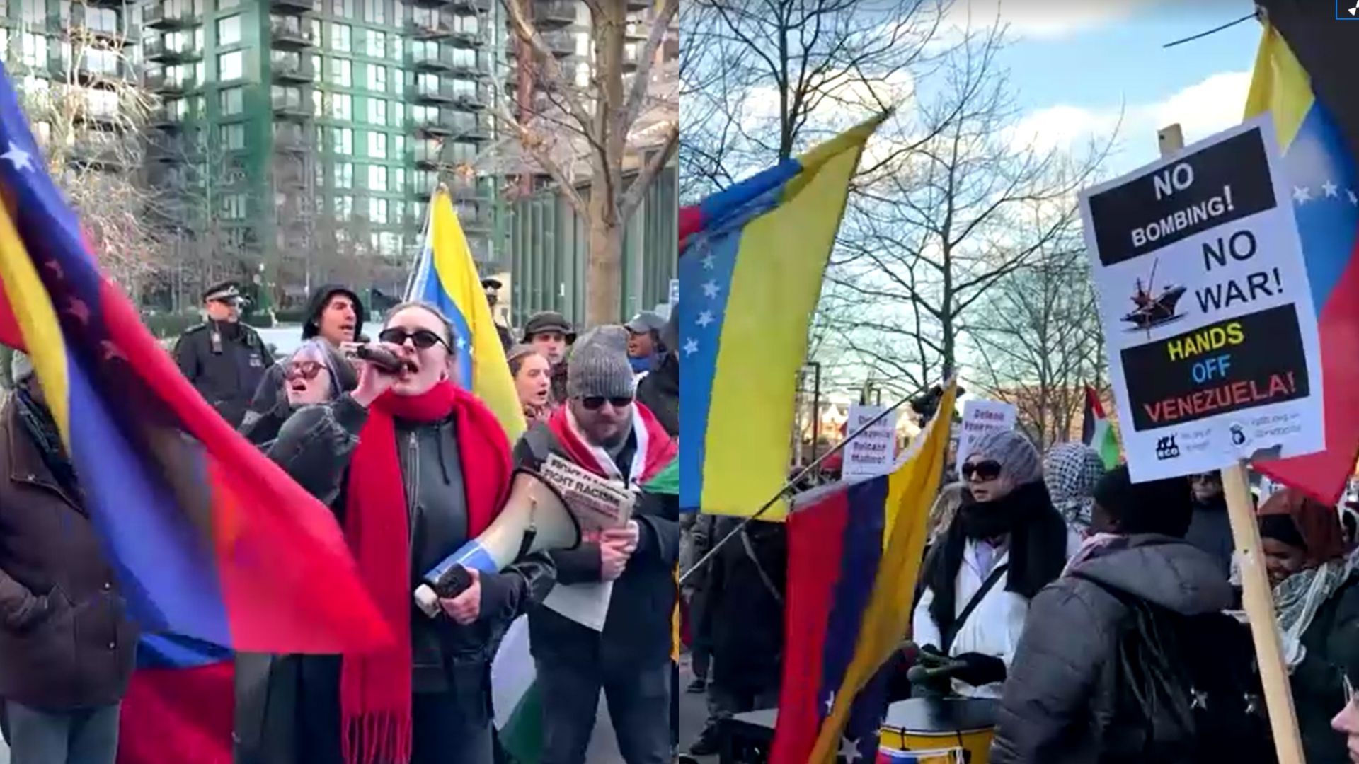 Tirem as mãos da Venezuela; protestos em Londres criticam ação dos EUA