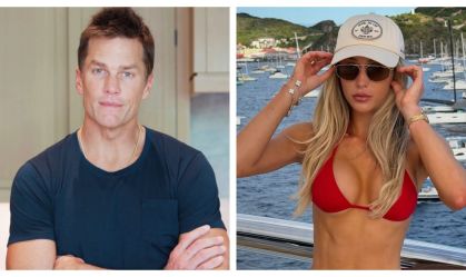 Montagem com as fotos de Tom Brady e Alix Earle