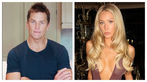 Montagem com as fotos de Tom Brady e Alix Earle