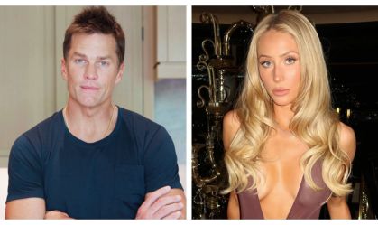 Montagem com as fotos de Tom Brady e Alix Earle