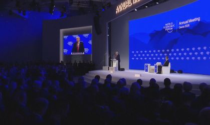 Presidente dos Estados Unidos, Donald Trump discursa no Fórum Econômico Mundial, em Davos, na Suíça
