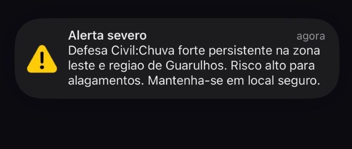 Alerta da Defesa Civil • Reprodução