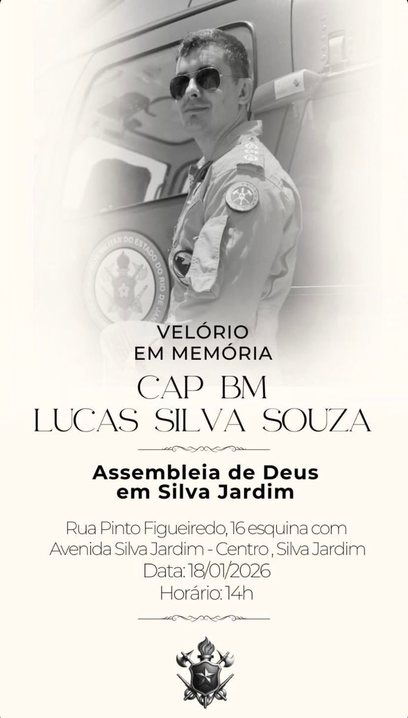 Lucas Silva Souza era capitão da equipe e piloto do Grupamento de Operações Aéreas (GOA) • Reprodução/Corpo de Bombeiros do Rio de Janeiro
