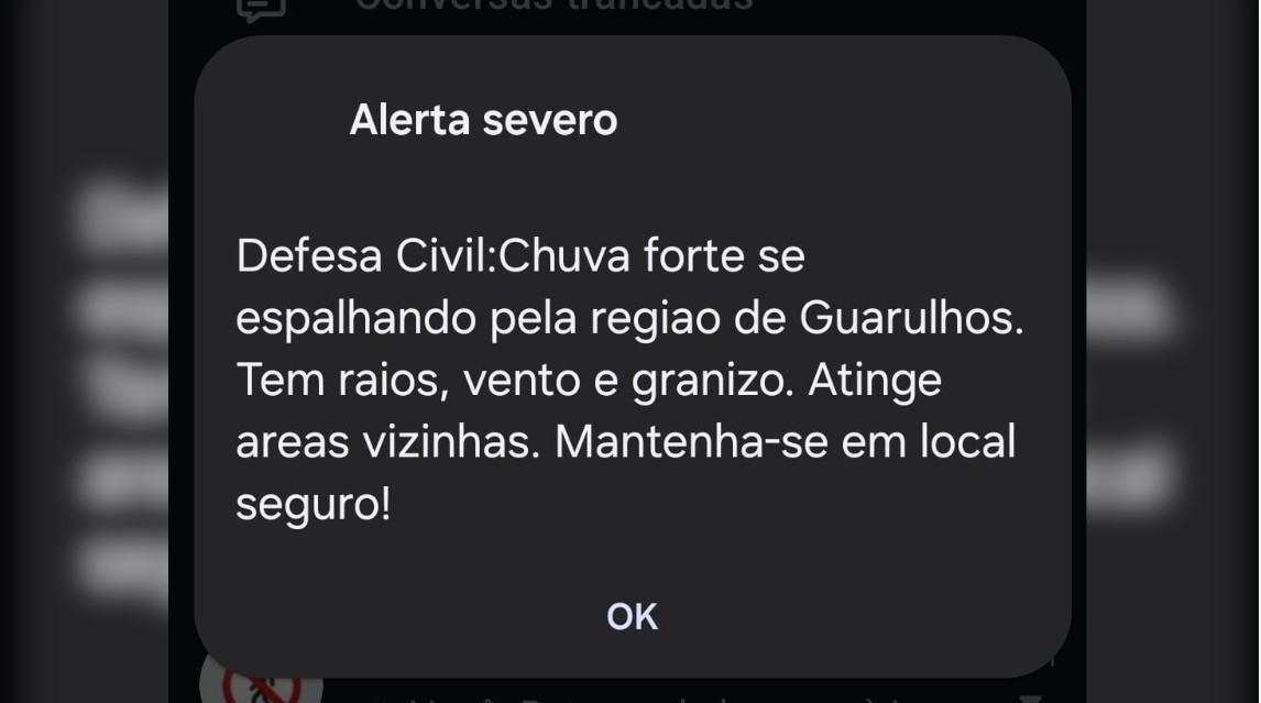 Defesa Civil alerta para chuva forte • Reprodução