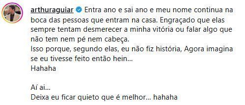 Arthur Aguiar se pronuncia após crítica de Ana Paula Renault • Reprodução/Instagram