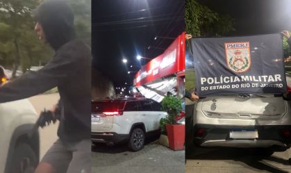 Sequência de assaltos termina em acidente e três vítimas baleadas no Rio