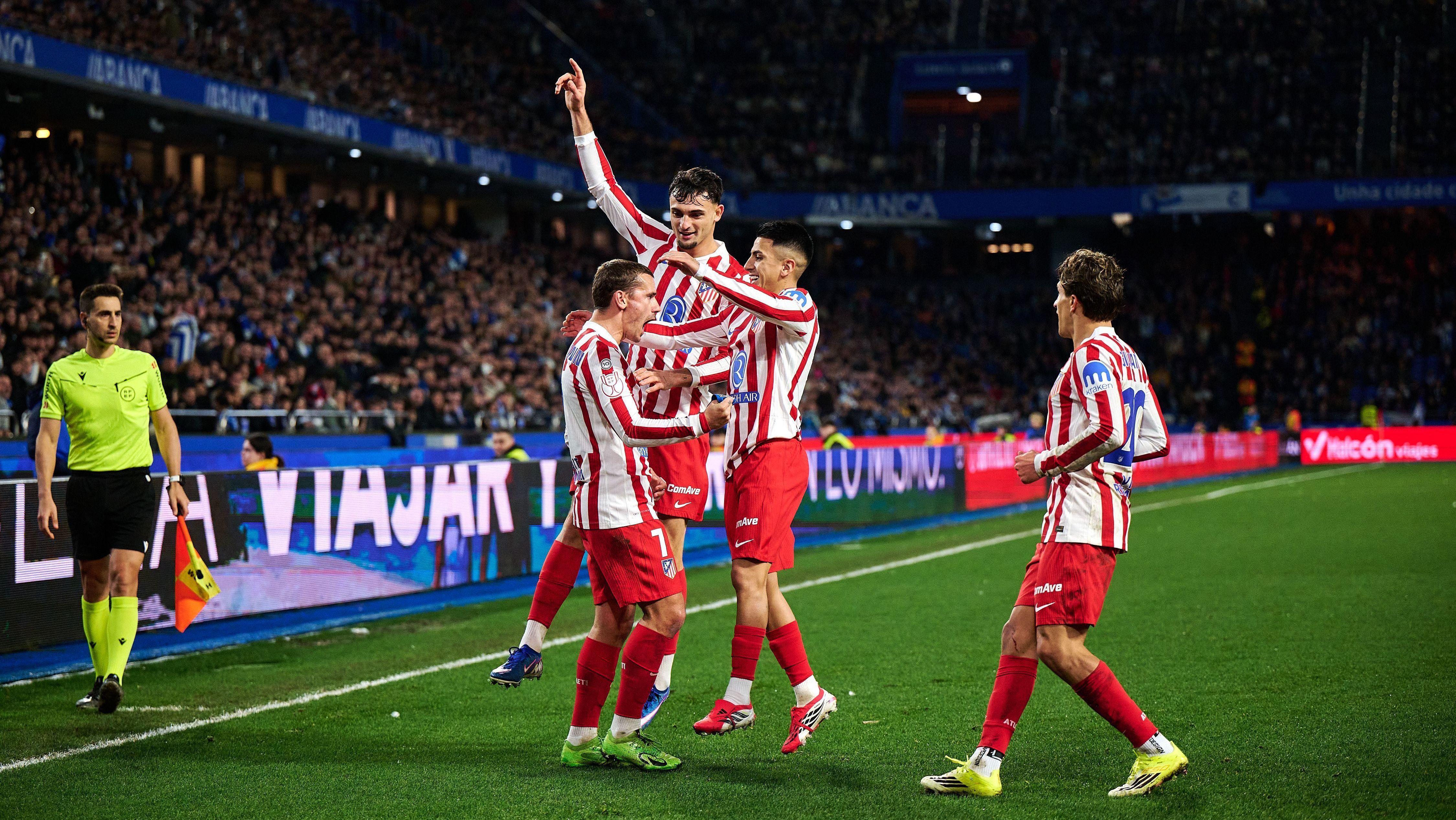 Antoine Griezmann comemora gol da classificação do Atlético de Madrid