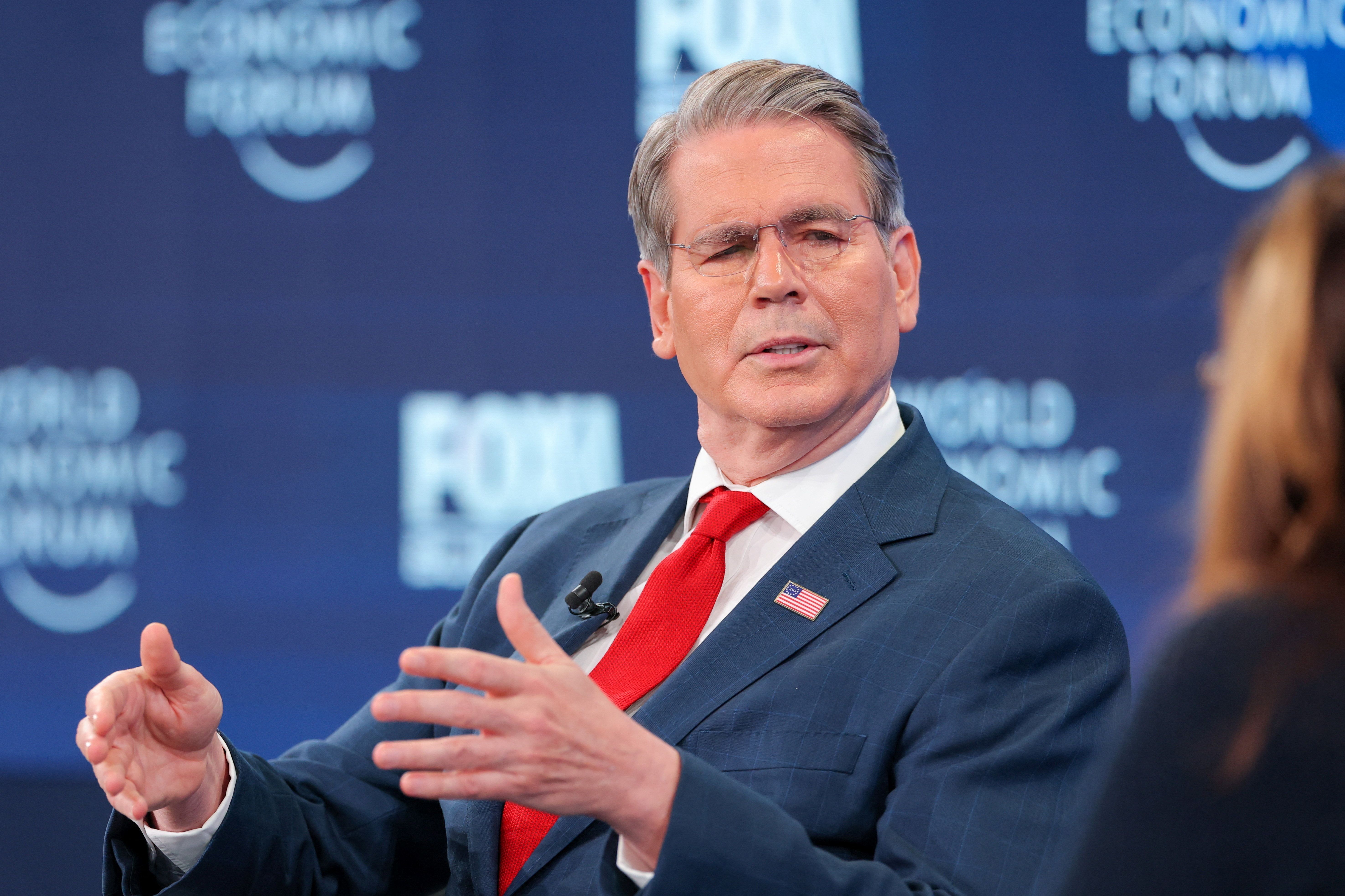 Secretário do Tesouro dos Estados Unidos, Scott Bessent, no Fórum Econômico Mundial em Davos