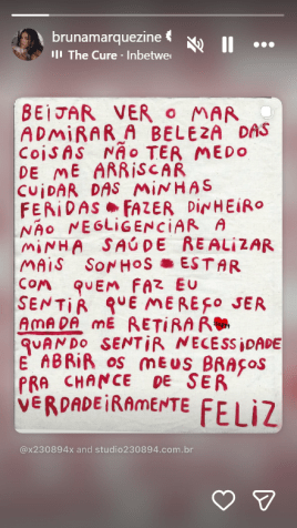 Bruna Marquezine posta mensagem sobre ser amada • Instagram/ Bruna Marquezine
