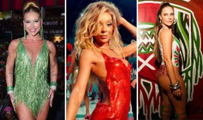 Franjas, body e muito brilho: os looks das famosas na Grande Rio