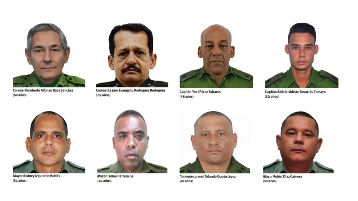 Militares cubanos que teriam sido mortos no ataque dos Estados Unidos na Venezuela, em imagem divulgada pelo Ministério das Forças Armadas de Cuba
