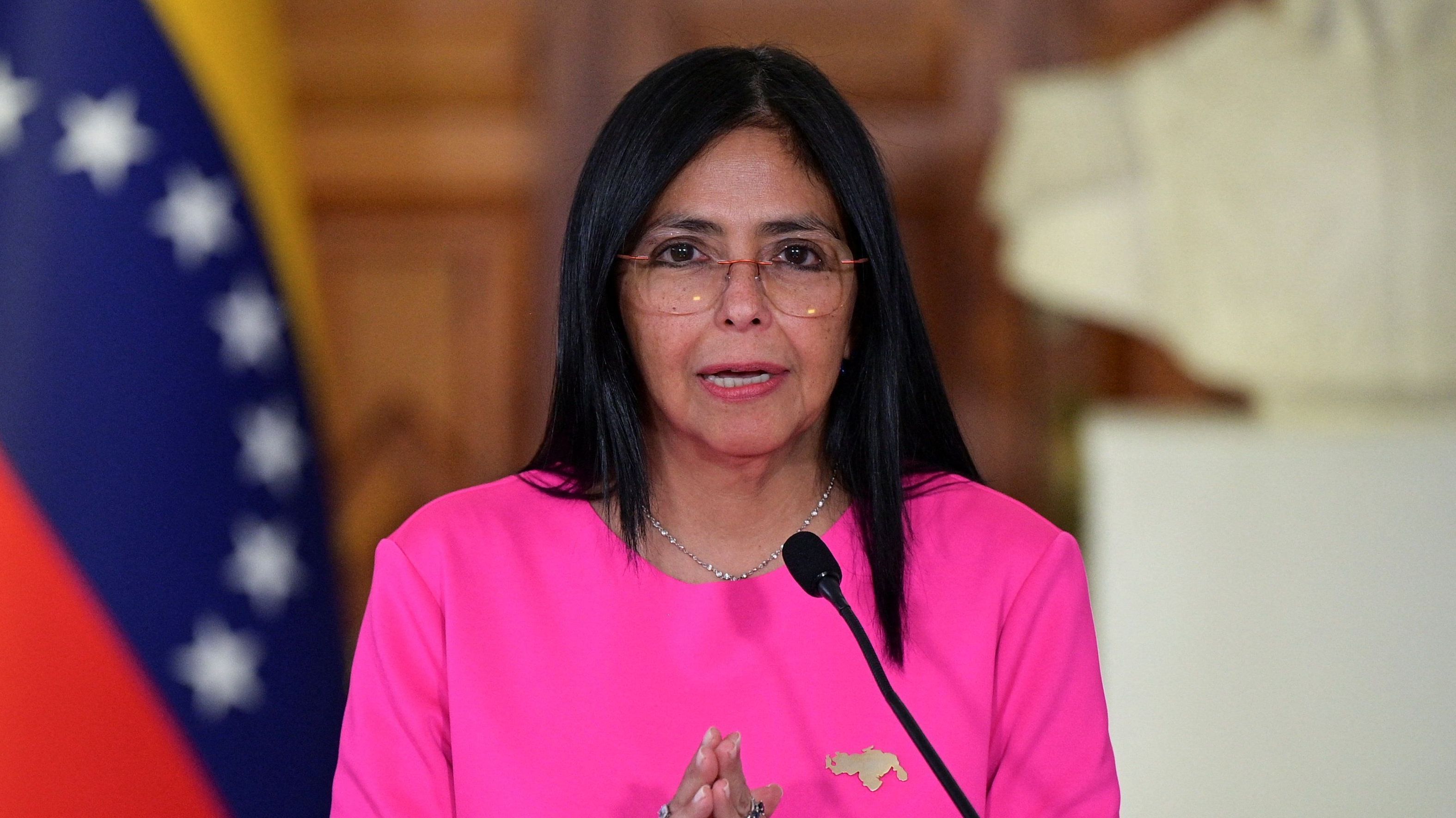 Presidente interina da Venezuela, Delcy Rodríguez, em Caracas