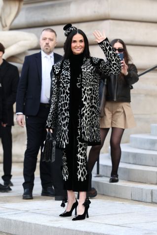 Demi Moore at the Schiaparelli Spring/Summer 2026 show • Pierre Suu/Getty Images