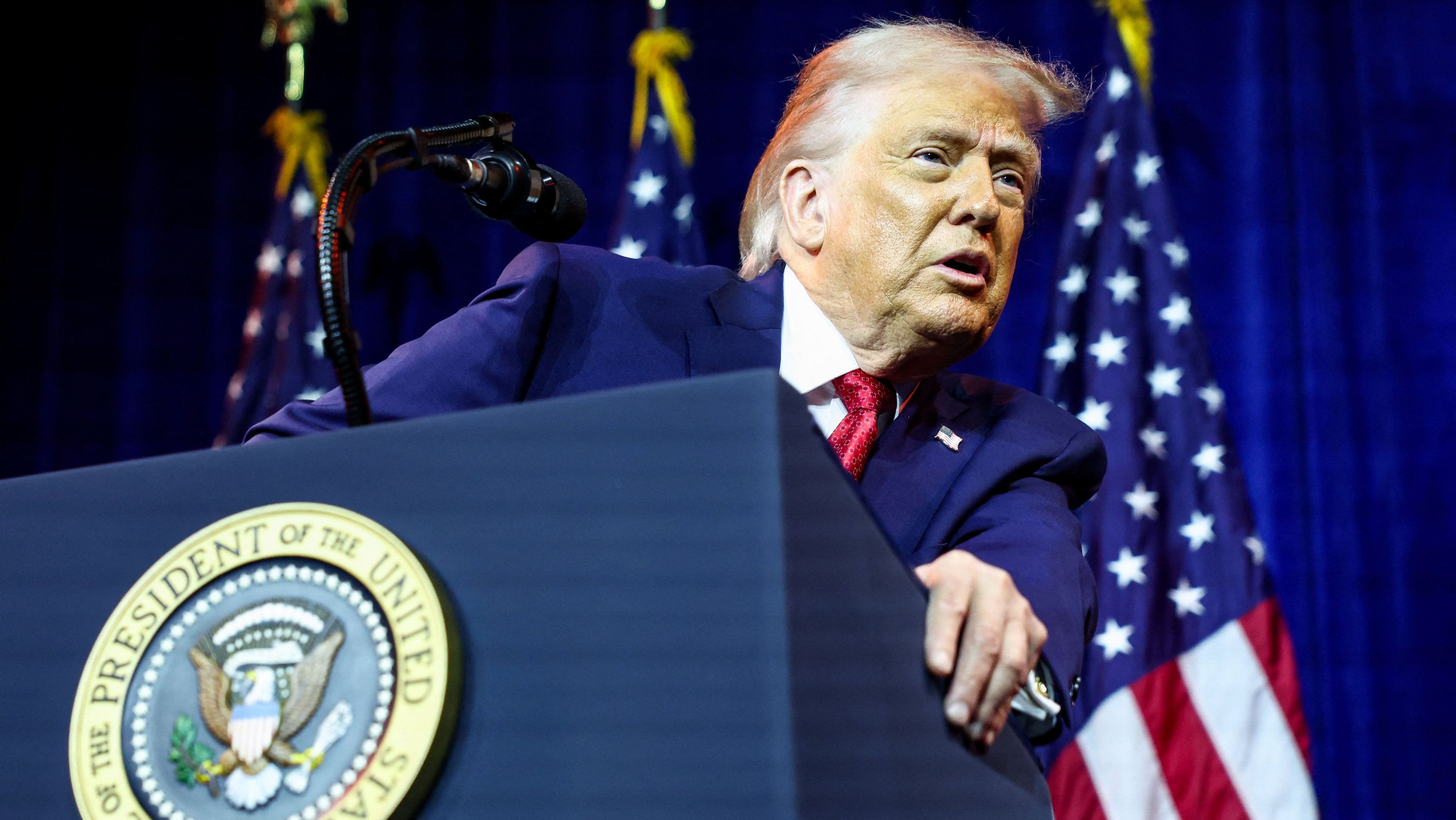 Trump em discurso no Kennedy Center, em Washington, em 06/01/2026.