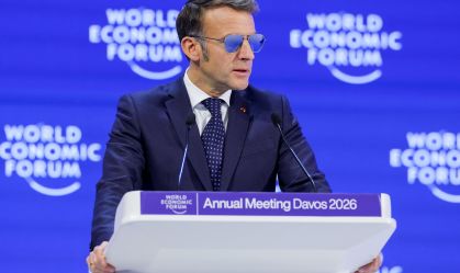 Presidente da França, Emmanuel Macron, durante o Fórum Econômico Mundial, em Davos