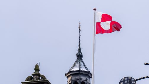 Bandeira da Groenlândia em Copenhagen, na Dinamarca
