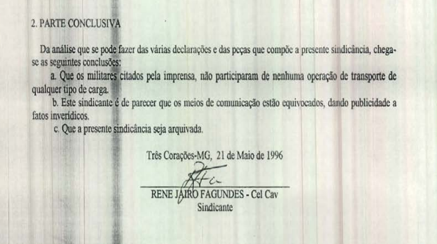 Trecho da conclusão do Inquérito Militar sobre o caso, pedindo arquivamento • Arquivo / Superior Tribunal Militar