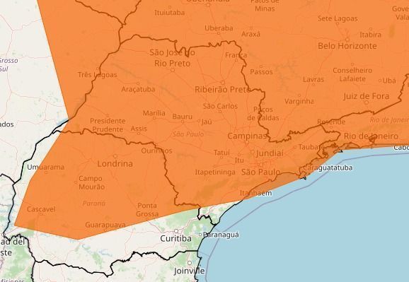 Alerta abrande todo estado de São Paulo • Defesa Ciivl do Estado de São Paulo