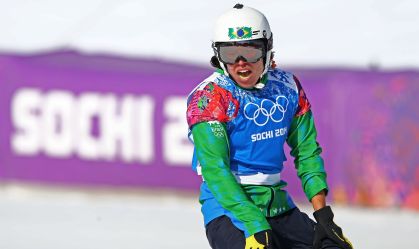 Isabel Clark durante a disputa na Olimpíada de Inverno de 2014, em Sochi