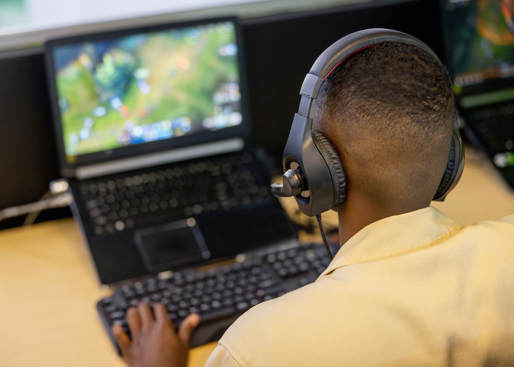 Student studying to become a video game developer at the university