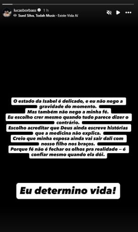 Marido de Isabel Veloso compartilha desabafo sobre influenciadora • Instagram/Lucas Borbas