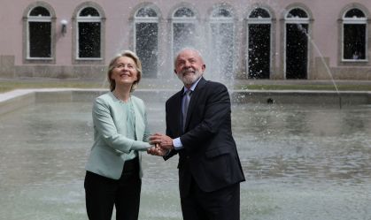 Presidente Luiz Inácio Lula da Silva com a presidente da Comissão Europeia, Ursula von der Leyen, no Palácio do Itamaraty, no Rio de Janeiro em 16 de janeiro de 2026