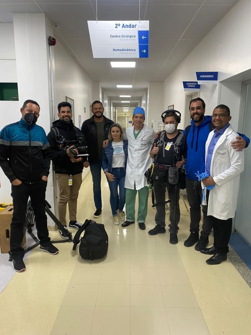 Gravação com a equipe do "Quilos Mortais Brasil" • Arquivo Pessoal